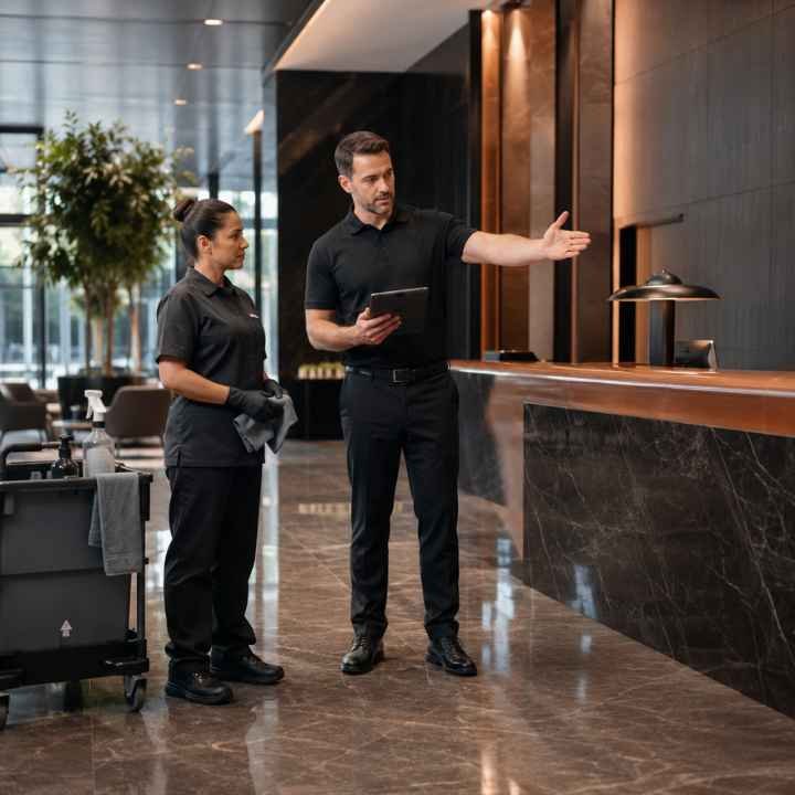 Well-maintained corporate lobby